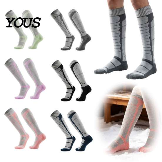 Thermal Socks for Camping Unisex Cotton Ski Women Men, Snowboard Socks, Non Slip Outdoor Winter Sports Cuff Warm Skiing Snowboarding Hiking