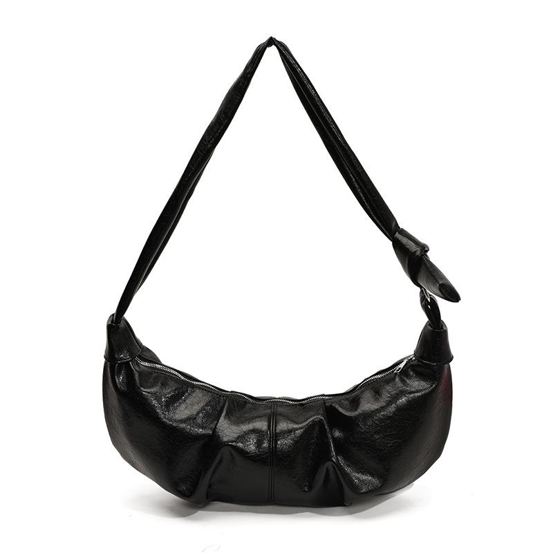 Ленивый ветер ретро большая сумка женская осенняя новинка плиссированная сумка-пельмень повседневная высококачественная сумка через плечо чёрный