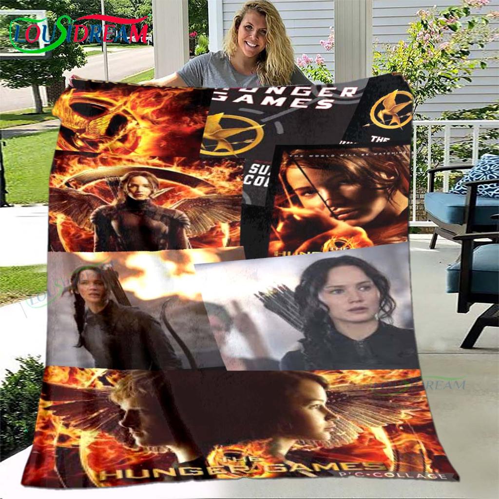 Hot Fashion The Hunger Games Pattern Blanket Flannel Thin Blanket Portable Home Travel Office Lunch Break Blanket Birthday Gift