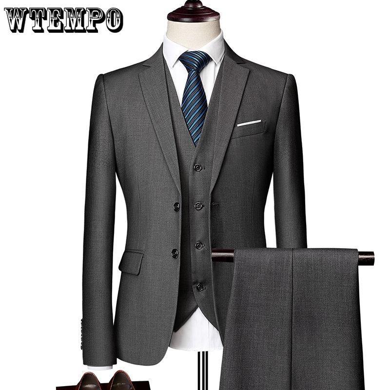 (Bunda + vesta + kalhoty) Pánský oblek Třídílný oblek, Nový Jednobarevný Slim Boutique Business Fashion Sada pánského oblečení