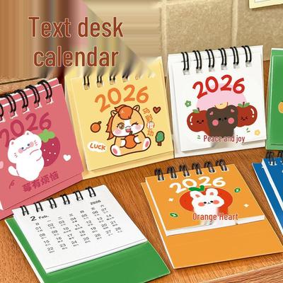 2026 Cute Fruit Cartoon Desk Calendar: Mini Desktop Ornament & Portable Student Notebook