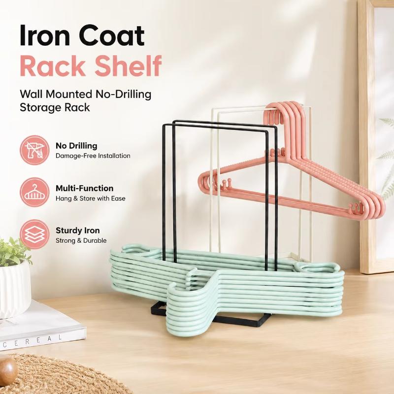 Metal Hanger Storage Rack Heavy Duty Anti-Rust with Portable Handle Space Saving for Household Clothes Hanger Storage