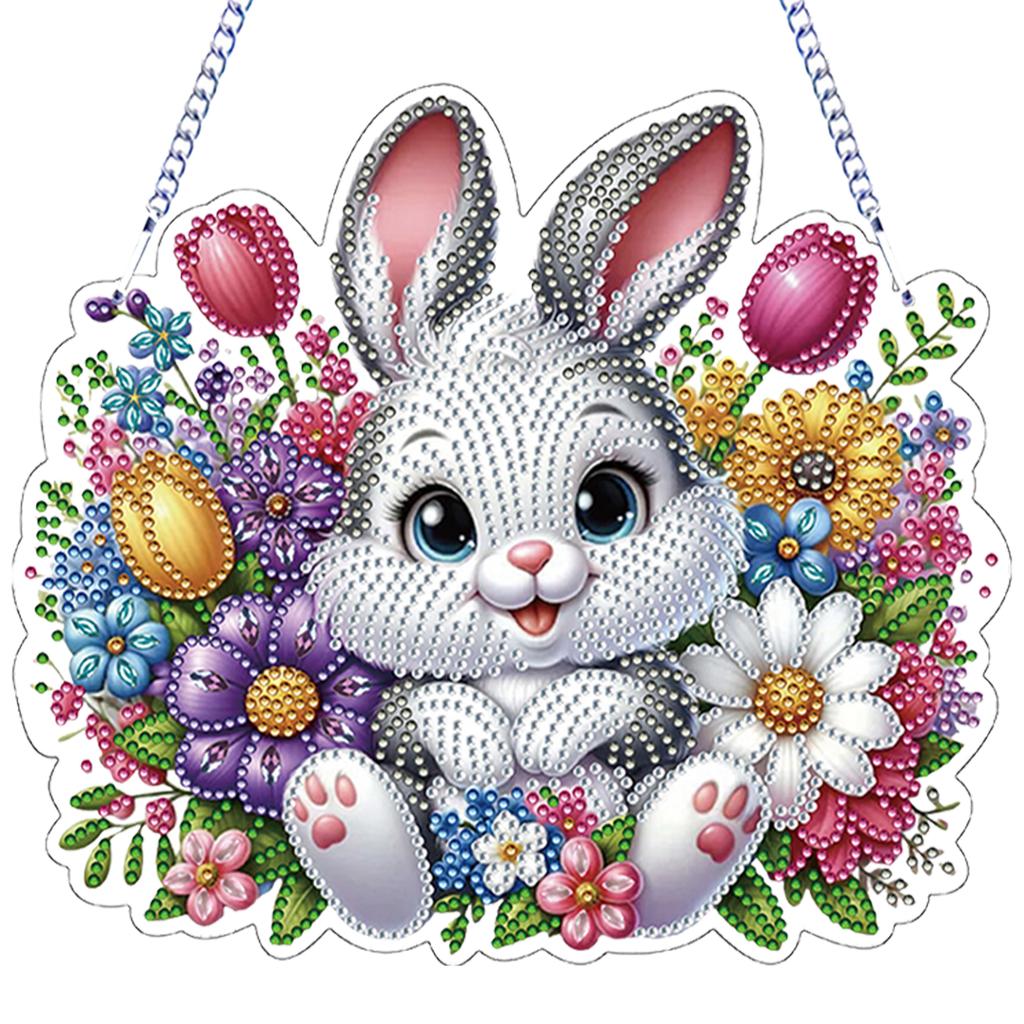 Easter 2D Flat DIY Hanging Diamond Art Kits Special Shape Rhinestone Diamond Art Window Pendants Wall Decor for Home & Windows