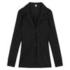 Erotic lingerie boyfriend shirt long sleeve striped slim and versatile mid-length slimming autumn waist top