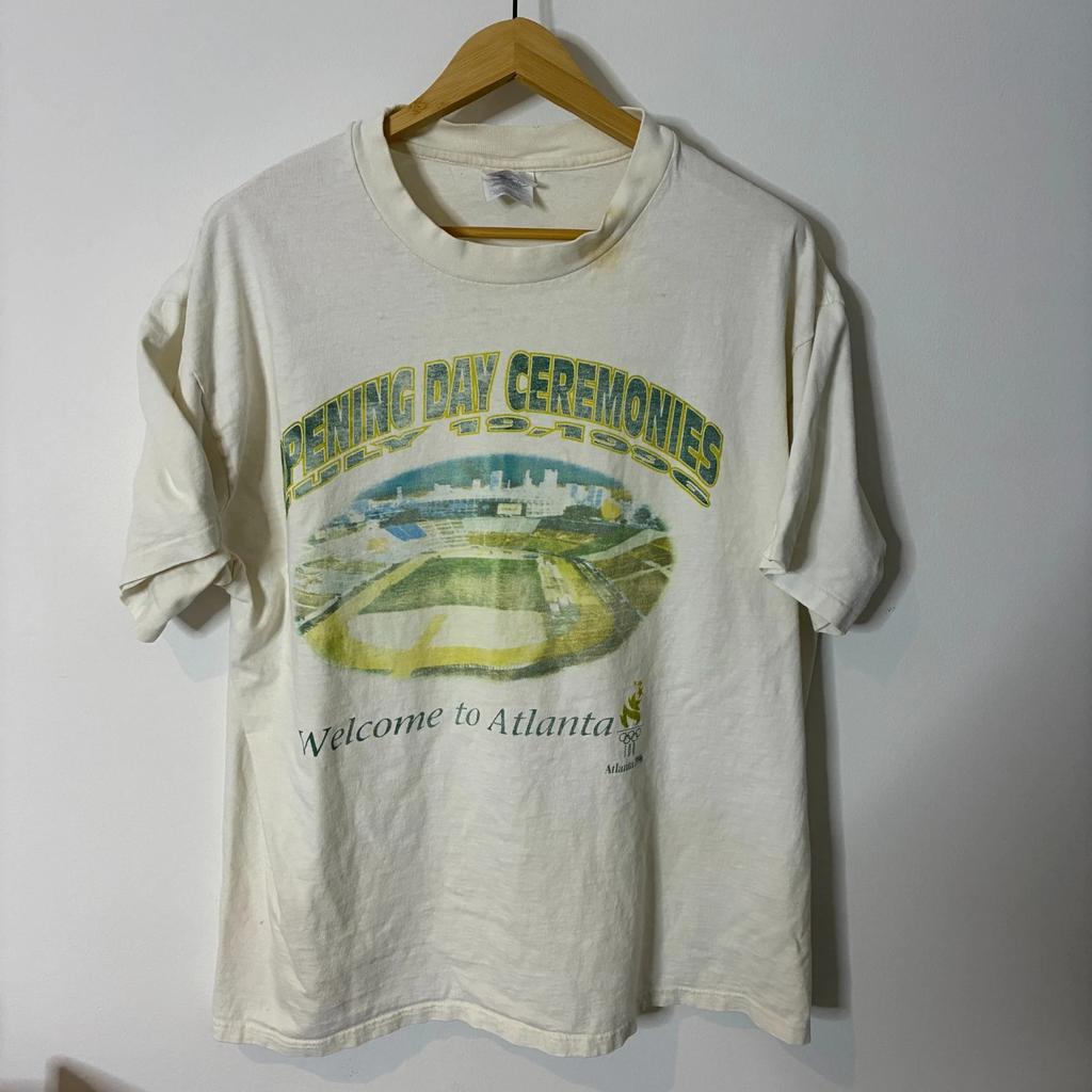 Atlanta 1996 Olympics Openening Ceremony Shirt XL Extra Large White Distressed