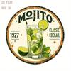 Vintage Mojito Cocktail Runt Metallplåtskylt Rustik Gårdsväggdekor
