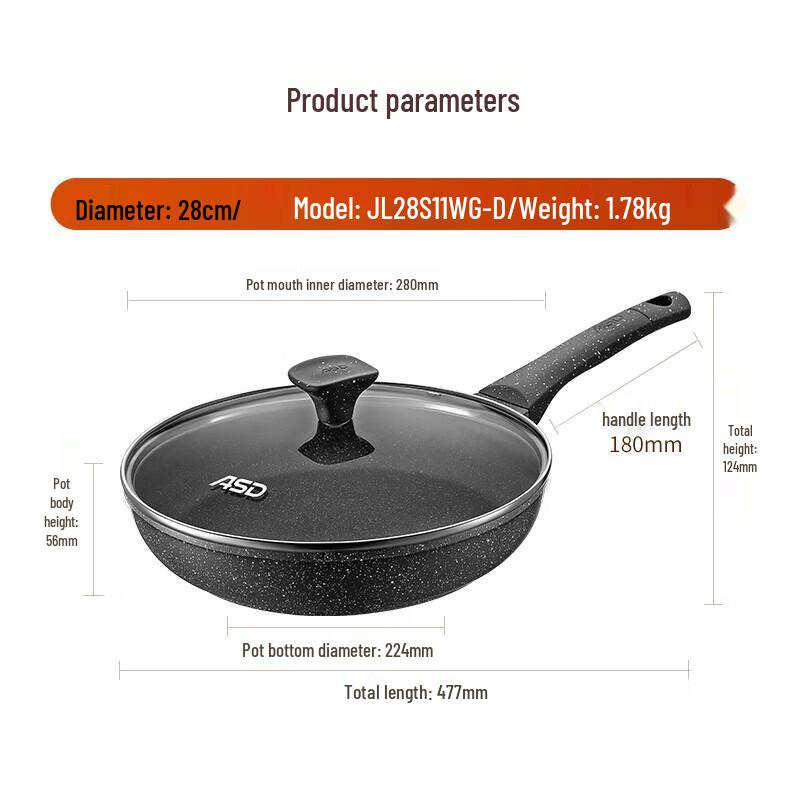 ASD 28cm Maifan Stone Non-stick Frying Pan with Lid
