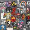 Punk Patch Flame Embroidery Patches For Clothes Scary Skull Iron On Patches On Clothing Embroidered Jacket Badge Sticker