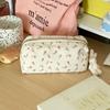 Cute Multifunctional Floral Pen Bag Student Cartoon Pencil Case Large Capacity Stationery Organizer School Office Supplies