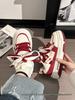 Women's Burgundy Autumn Sneakers: Breathable, Thick-Soled, Versatile Sports Shoes