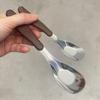 Stainless Steel Spoon With Imitation Wood Grain Handle Home Kitchen Tableware Dinnerware Dinner Dessert Rice Soup Spoons Gadgets