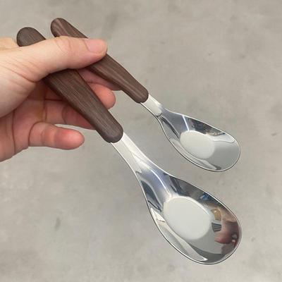 Stainless Steel Spoon With Imitation Wood Grain Handle Home Kitchen Tableware Dinnerware Dinner Dessert Rice Soup Spoons Gadgets