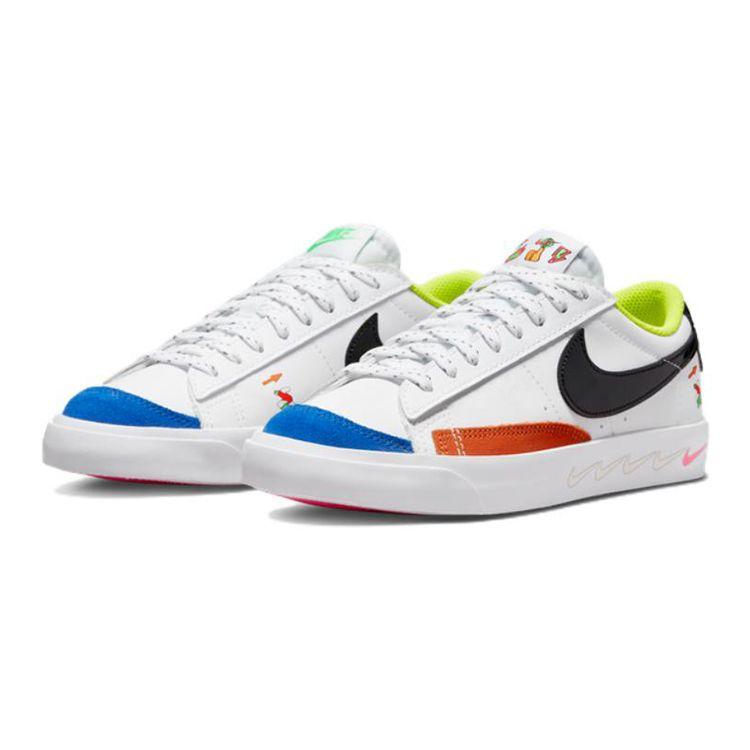 Nike Blazer Low '77 GS Big Kids Lifestyle Shoes White Black Signal Blue Orange DV1747-101