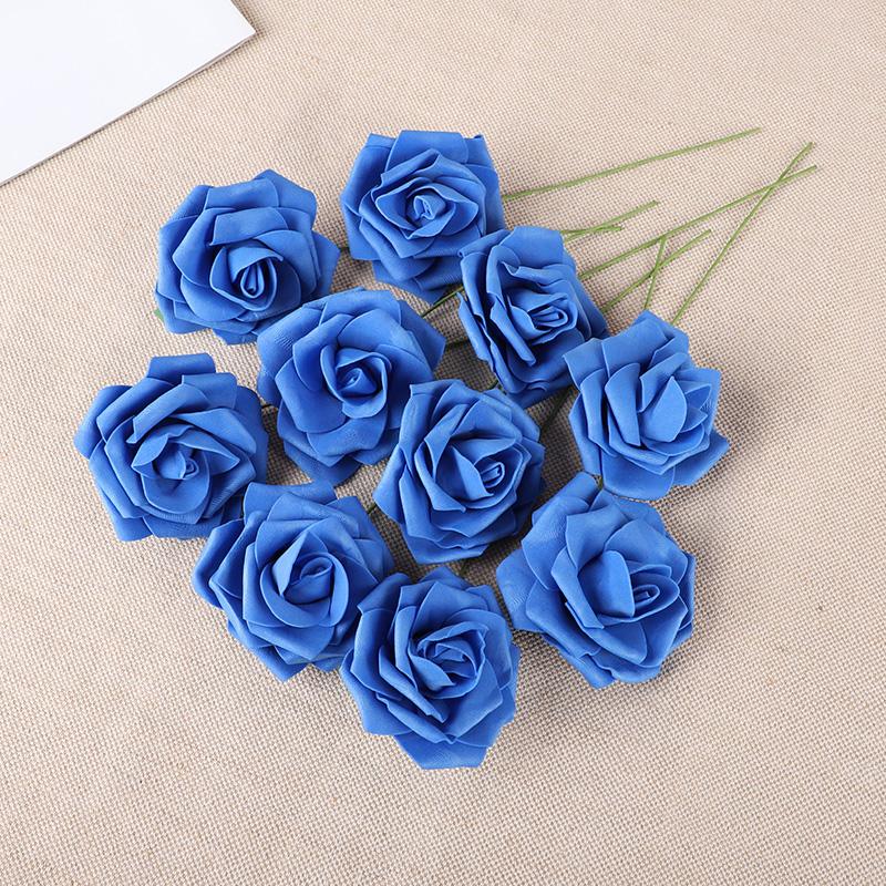 10-50Pcs Rose Artificial Flowers With Stem Foam Fake Roses Wedding Bouquet Centerpieces Decoration Birthday Party DIY Gift Craft
