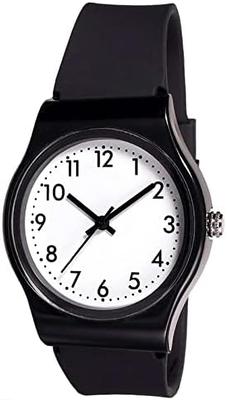 CREPHA Analog Watch with Quiet Second Made In Japan Quartz 3 ATM Water Simple Silicone 16mm Strap Suitable for Working High School and Junior High