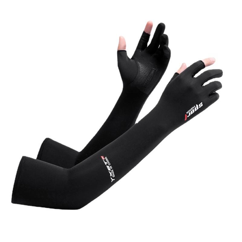Sunscreen Ice Silk Sleeve Men and Women's Spring and Summer Gloves UV Arm Protection Ice Sleeves Driving Thin Two Finger Sleeve