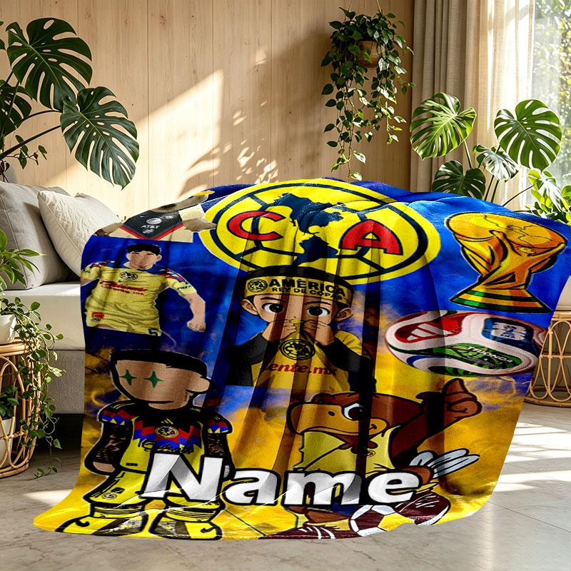 Custom Name Personalized Club America Print Blanket, Home Decor, Bedroom, Sofa, Camping, Couch, Gifts for Birthday Christmas