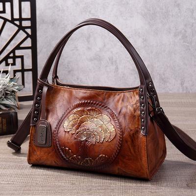 Dámská taška v čínském stylu Retro ražená velkokapacitní kabelka Ručně vyráběná taška přes rameno/crossbody