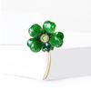 Classic Enamel Four Leaf Clover Brooches for Women Rhinestone Plant Pins Keychain Event Party New Year Gifts Jewelry Accessories