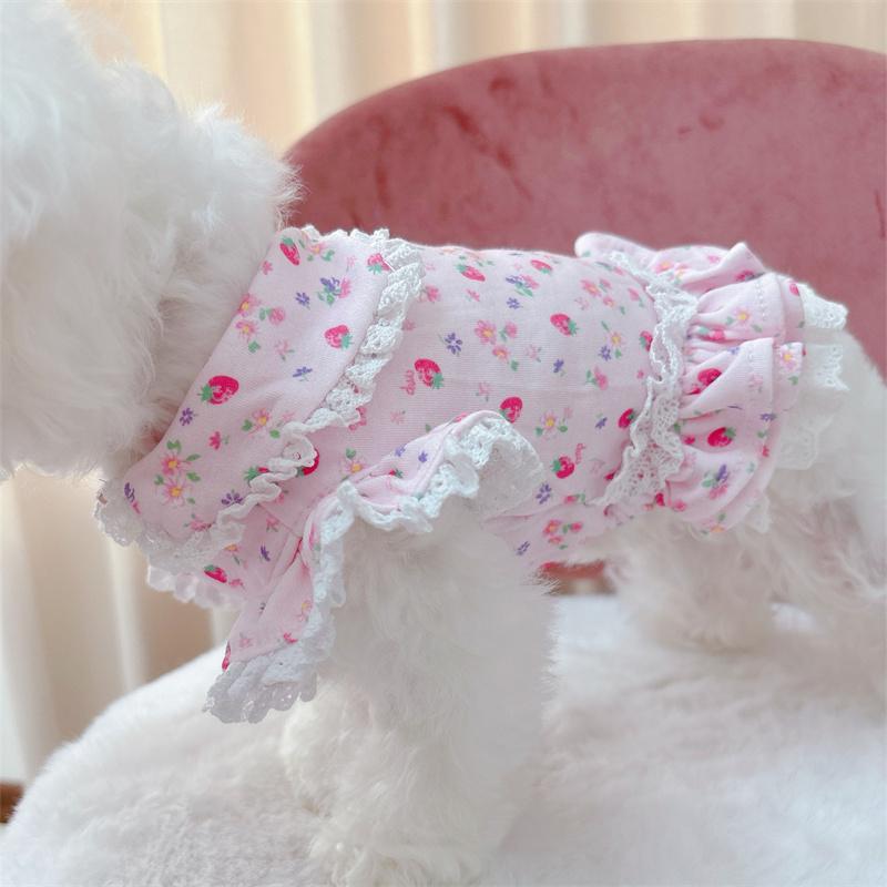 Bawełniana sukienka dla psa Jesień Zima Ubranka dla zwierząt Spódniczka Yorkshire Terrier Szpic miniaturowy Shih Tzu Maltańczyk Szczeniak Ubranka dla małych psów Ubranka dla zwierząt Kostium