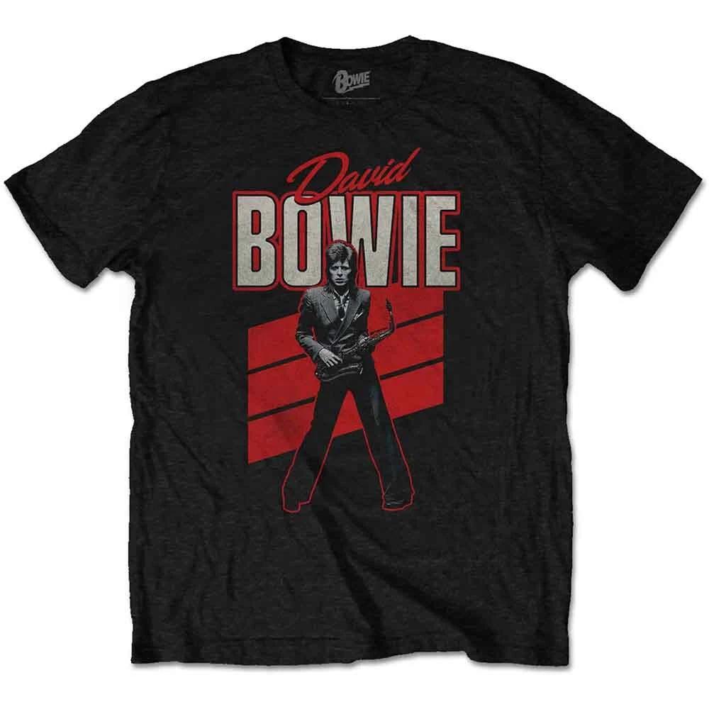 David Bowie Red Sax T-Shirt Black New S