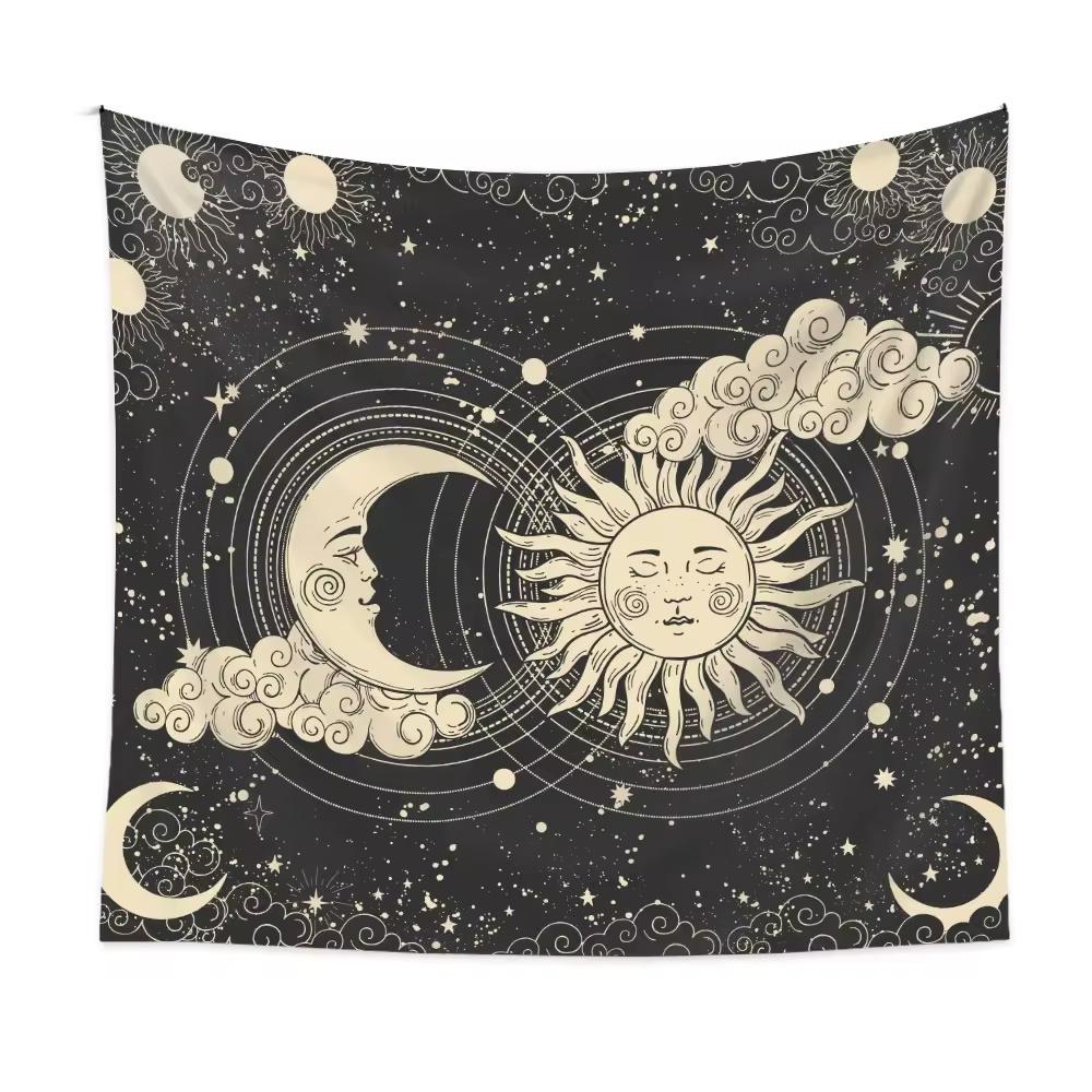 Psychedelic Bohemian Wall Tapestry For Living Room Moon Phase And Stars Snake Tapestries Tarot Altar Yoga Backdrop Clothes