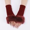 Diamond Shaped Short Gloves for Women Knitted Warm Half-finger Arm Sleeves