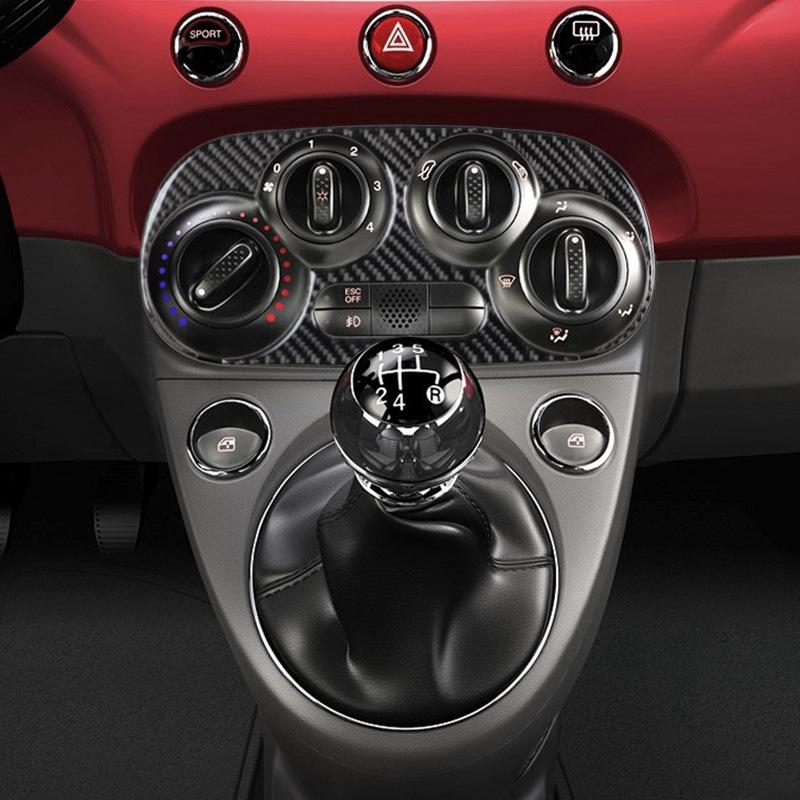 Geeignet für 12-15 Fiat 500 Auto Innenraum Modifikation Kohlefaser Manuelle Klimaanlagensteuerung Dekorative Aufkleber