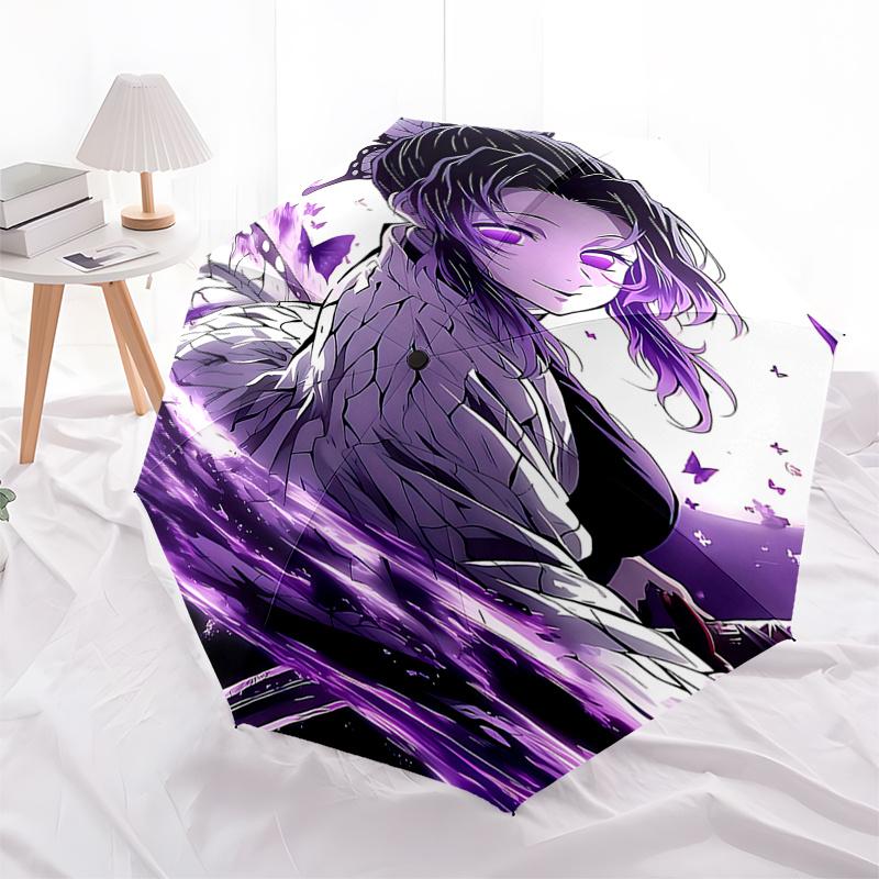 

Demon Slayer Purple Butterfly Automatic Opening/Closing Umbrella with Foldable Design and 8 Bone Iron Frame Perfect Gift for Fans,Travele