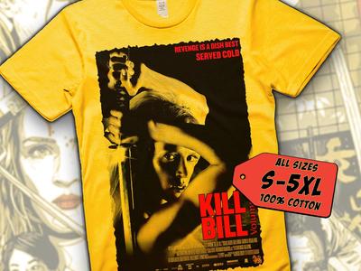Kill Bill V12 T Shirt Movie Poster Print Yellow Color Shirt 100% Cotton All Sizes S To 5XL