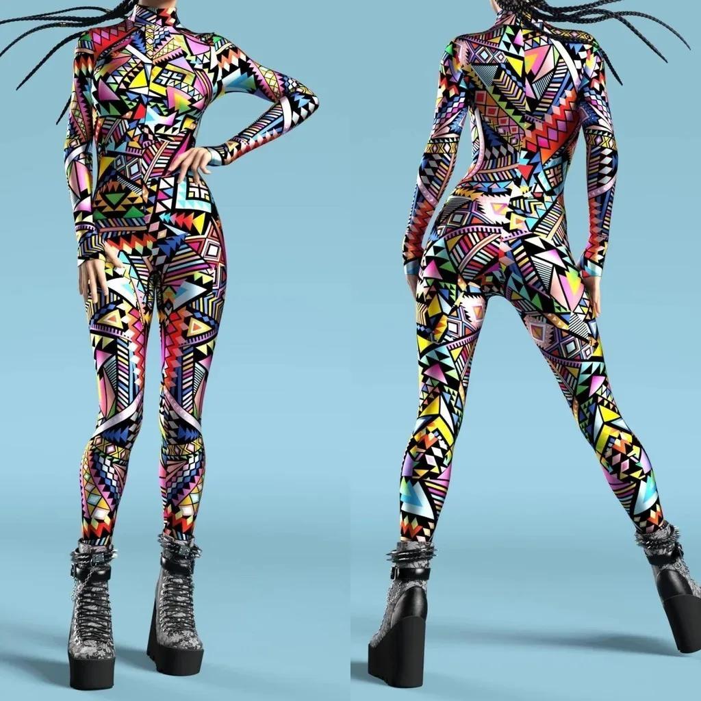 3D Digital Printing Stage Costumes for Adults Halloween Event Carnival Themed Party Cosplay Costume Role-playing Game Jumpsuit