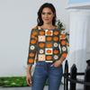 Dame Mote Casual Trekvartsermet Halloween Trykket Rund Hals Topp