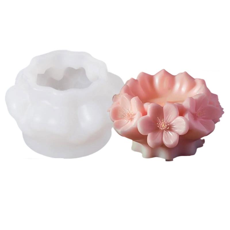 

3D Floral Cylinder Silicone Candle Molds for Epoxy Resin Candle Soap Home Decoration Making Gypsum Silicone Molds