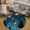 Contemporary Round Botanical Multicolor Floor Rug, Non-Slip Floor Mat for Nursery