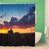Rustic Shower Curtain Old Wooden Barn with Rusted Tractor Hillside Wooden Fence and Trees Cloth Fabric Bathroom Decor with Hooks