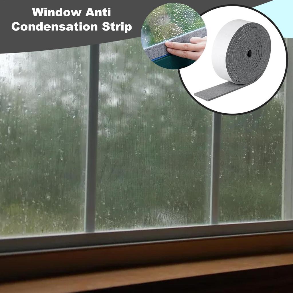 1 Rulle Fönster Anti-kondensremsor Glas Vattenabsorberande Klistermärke Fönster Kondens Absorberande Remsor Fuktabsorbenter