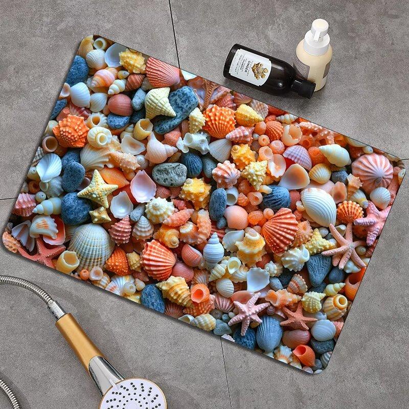 

3D Пляжный пейзаж Ракушка Ковер Коврик для пола ванной комнаты Домашний Декоративный коврик для пола ванной комнаты 50x80cm