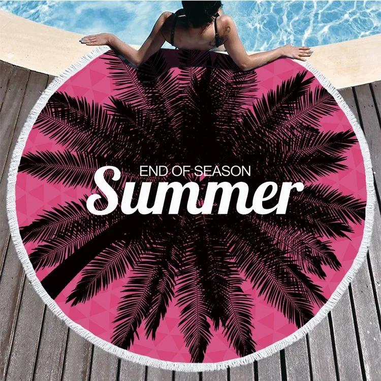 Tropic Plant Hawaii Coconut Tree Summer Beach Towel For Adult Kids Comfortable Soft Microfiber Round Shower Bath Towels