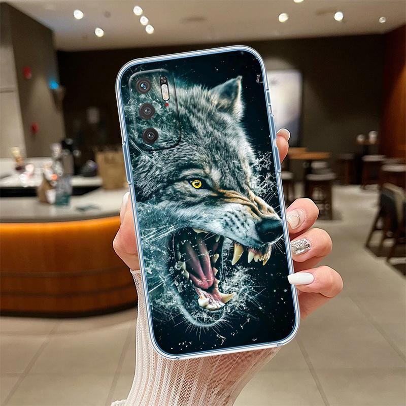 UP6 Transparentes Handyhülle mit Wolf-Motiv für Samsung Galaxy A04 A04S A14 A23 A34 A54 M23 M33 M52 M53