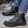 Buty Męskie Moda Buty Motocyklowe Wodoodporne Skórzane Buty Wiosenne Sznurowane Buty na Platformie Nowe Buty Wysokie dla Mężczyzn Botas Hombre