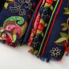 Schal Retro Ethno Stil Schal Fischgrätmuster Marineblau Blume Seidenschal Dickes Tuch Damen