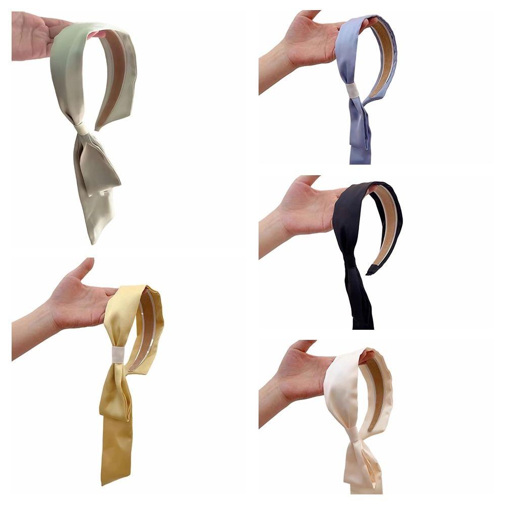 Solid Color Ribbon Hair Band Bow Hair Hoop Elegant Bow Headband Girls