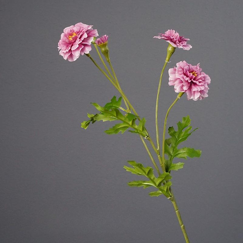 

10pcs Artificial Hibiscus Chrysanthemum Silk Fake Flowers Auditorium Decoration Pink 4 Head Marigold Branch Simulation Flower