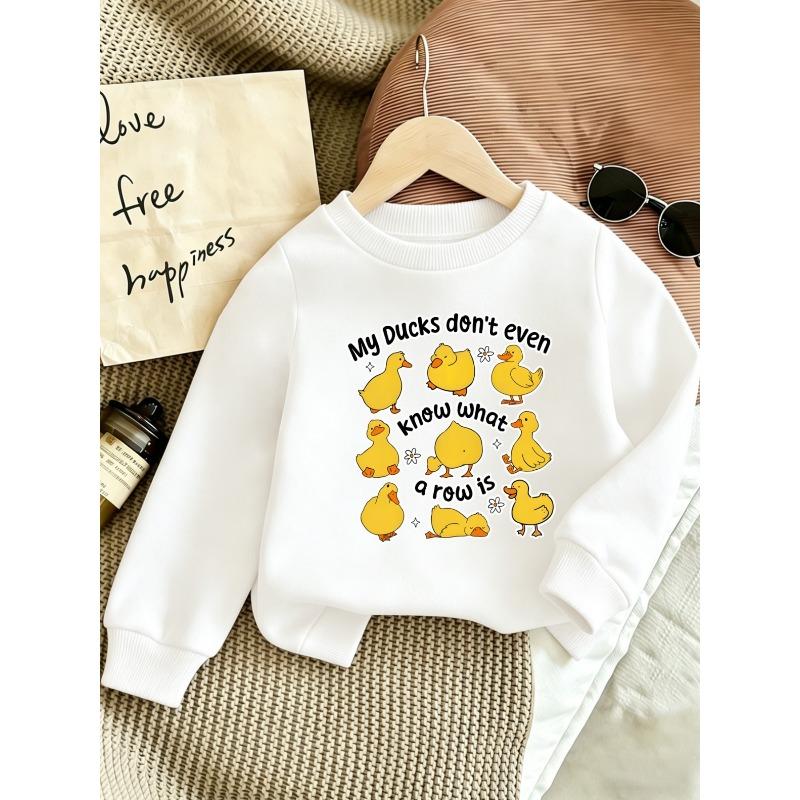 European sizes Cute Print Pattern 0-3 Years Old Baby Kids Comfortable Spring Thin Round Neck Sweatshirt Adorable Duck Design Soft Fabric