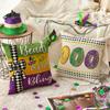 AVOIN colorlife Happy Mardi Gras Beads and Bling Crawfish Smoothie Throw Pillow Covers, 18 x 18 Inch Checked Bow Stripes Holiday Cushion Case