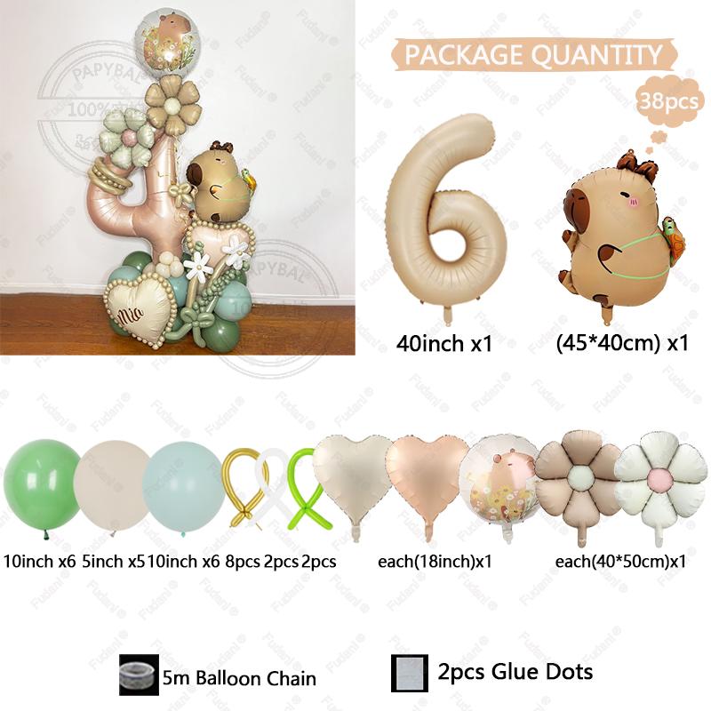 

Cartoon Capybara Theme Balloon Set Animal Children Birthday Party Decors Caramel Foil Number Baby Shower Globos Gift Toy 40inch