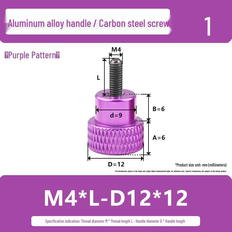 M3M4 Aluminum Alloy Hand-Tightening Flat Head Knurled Adjustment Screw Bolt