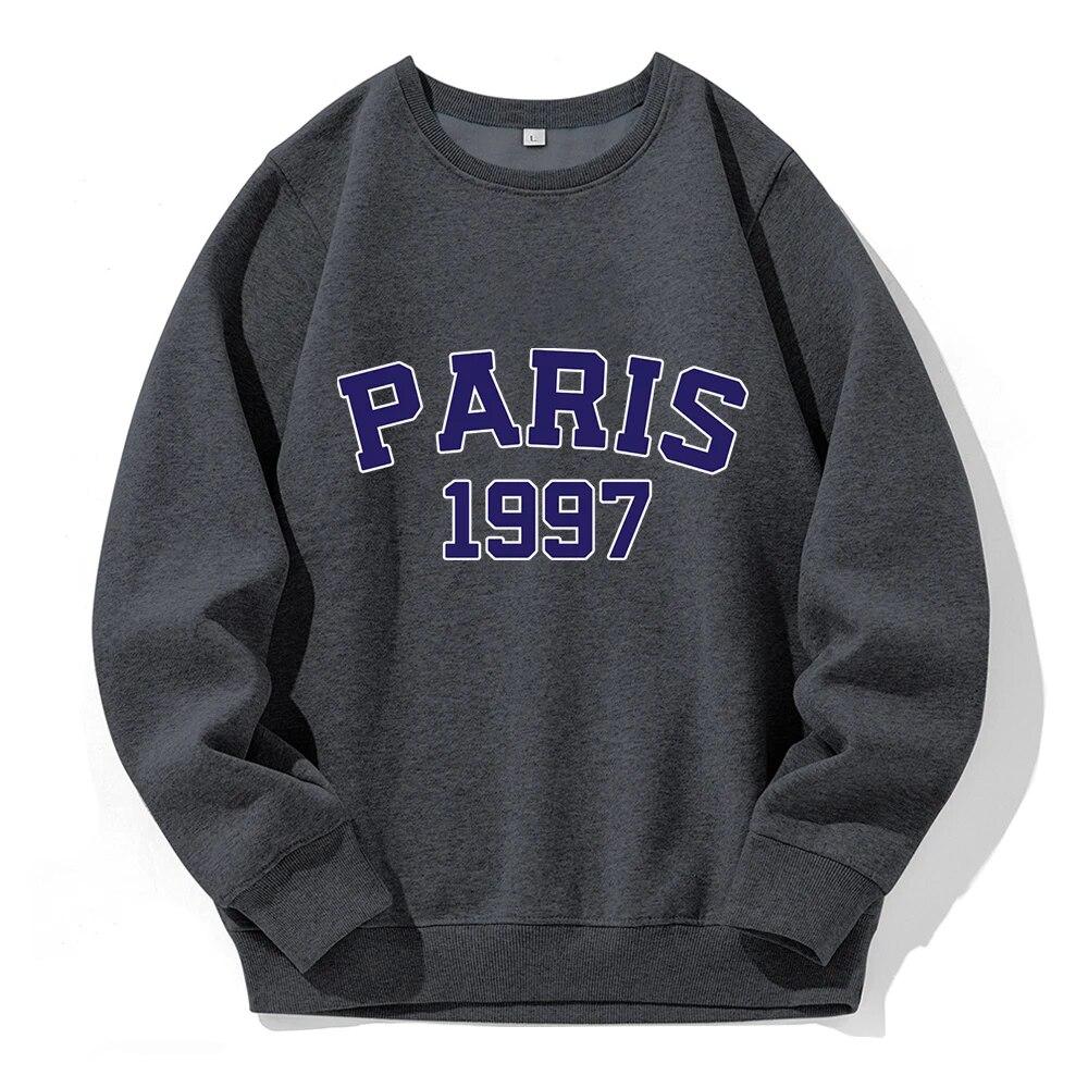 Paris 1997 Street City Hanorac imprimate cu litere unisex Moda noutate Hanorac clasic Trend Haine largi oversize fleece