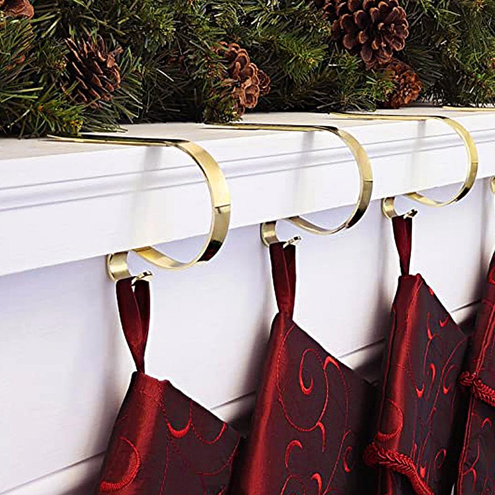 Stockings Hangers Metal Christmas Sock Hook Hanger Mantelpiece Xmas Stocking Clips Adjustable Party Christmas Supplies