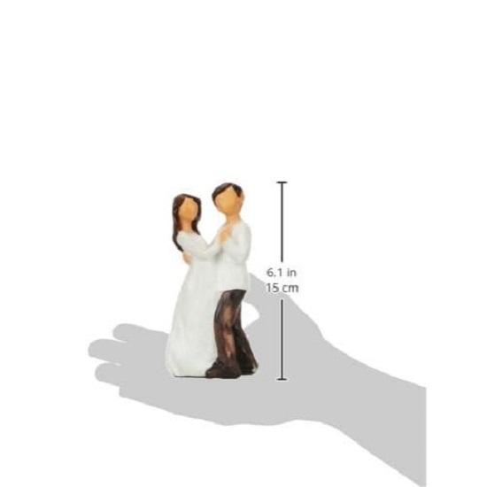 Handbemalte kleine romantische Paarstatuen | Schöne Wohndekoration aus Kunstharz (2er-Pack, Farbe Weiß und Braun)